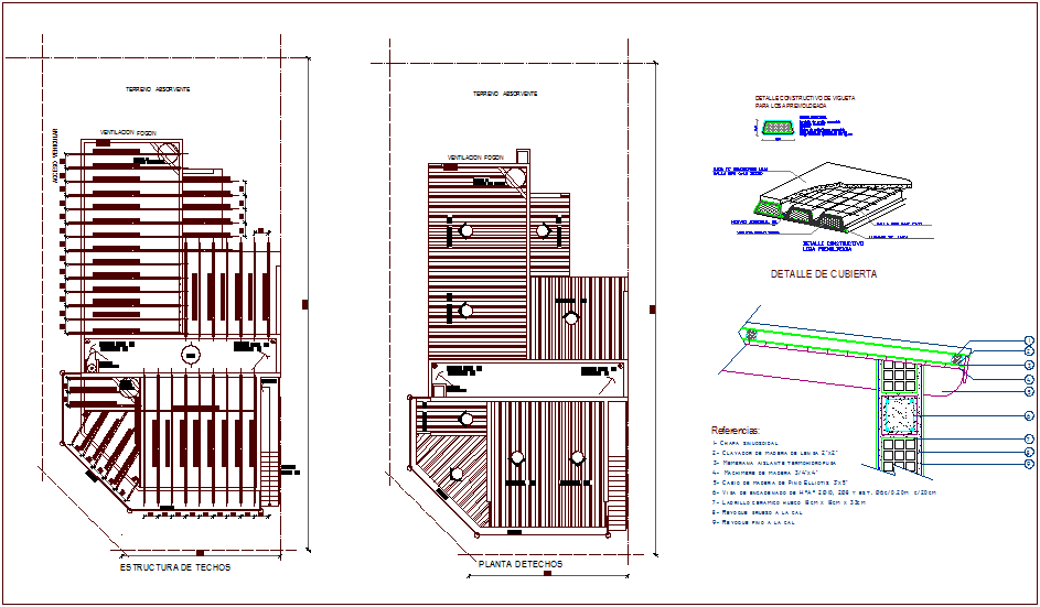 Ceiling plan with its structure view of house dwg file