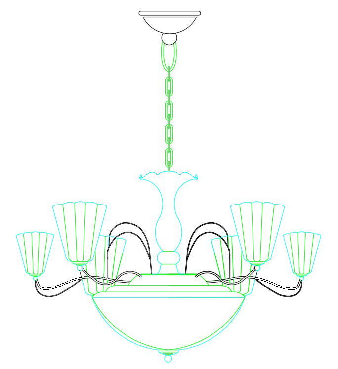 Ceiling Hanging Electrical Lamp Drawing Download DWG File
