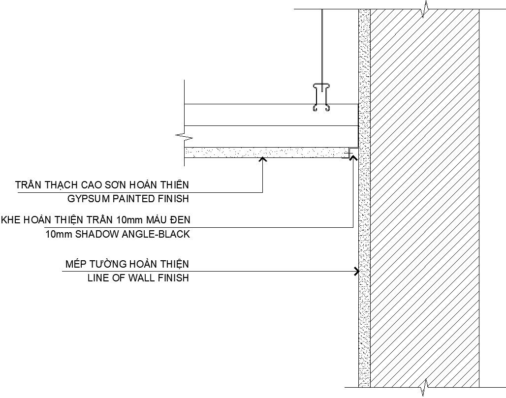 Ceiling and wall detail in AutoCAD, Dwg file.