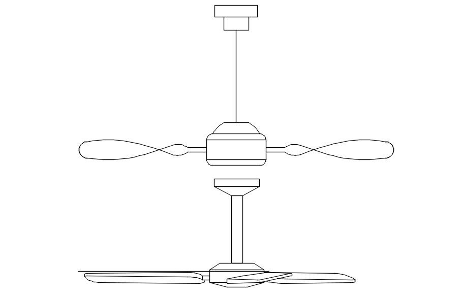 Ceiling Fan CAD 2D Drawing for Interior Design and Electrical Layout