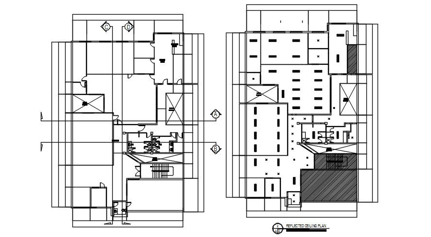 Ceiling plan detail of the building is given in this 2D Autocad DWG drawing file. Download the 2D AutoCAD drawing file.