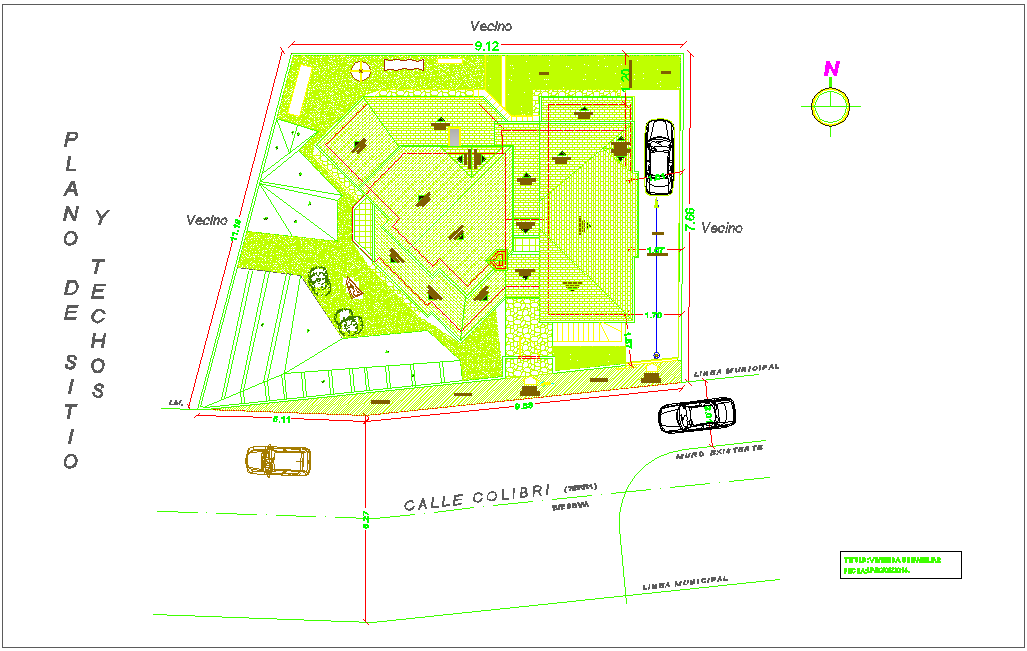 Ceilings plan of single family home with architectural view dwg file