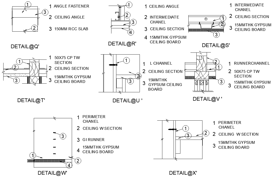 Ceiling section detail DWG AutoCAD file