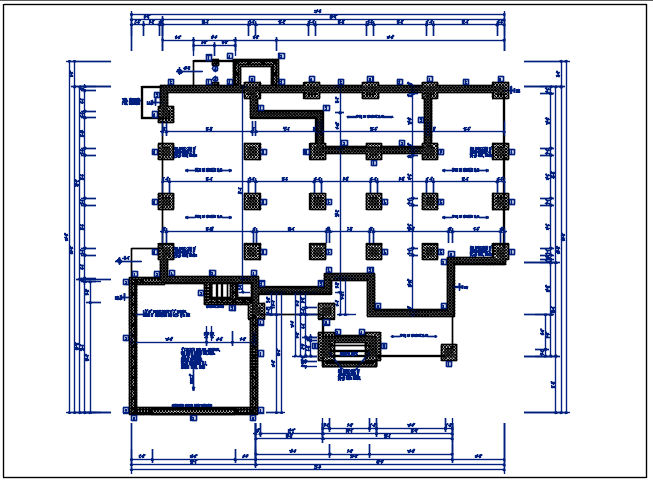 Celler area and column elevation plan view detail dwg file