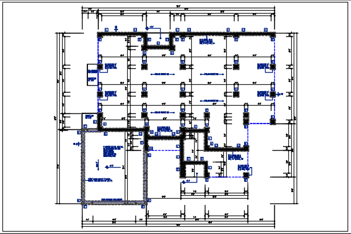 Celler area and column elevation plan view detail dwg file