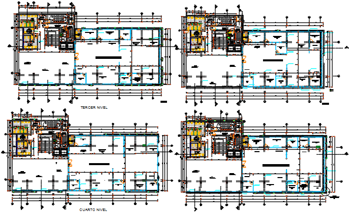 Center line Ground floor to terrace floor working plan detail dwg file