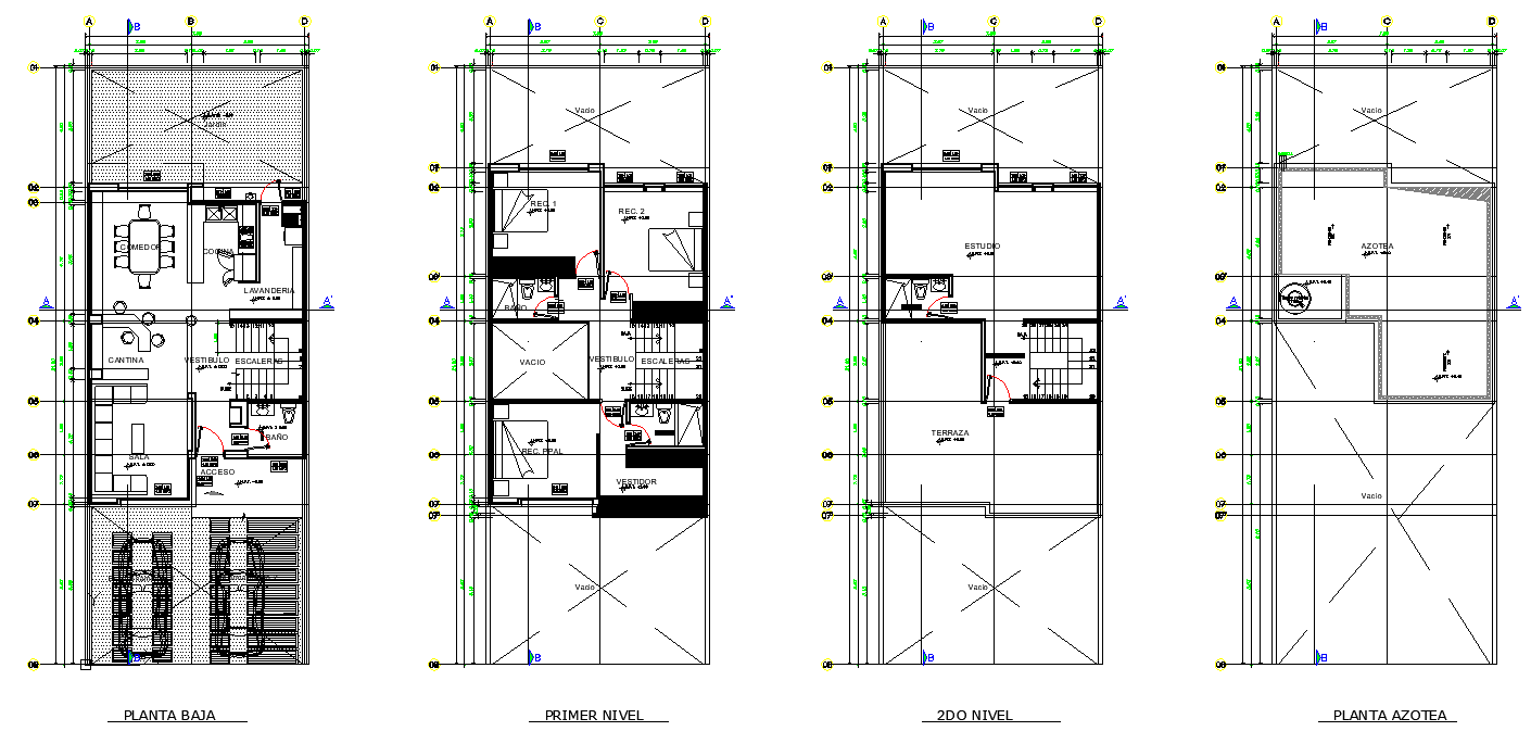 Center line house plan autocad file