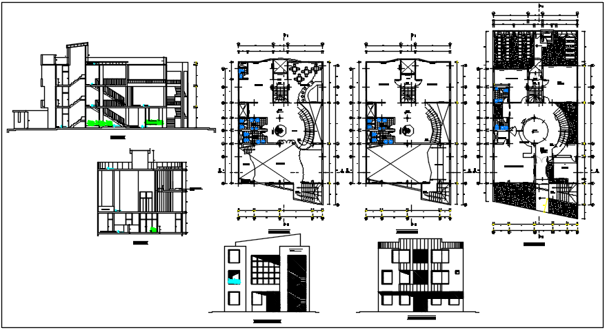 Center line plan detail and elevation detail plan of dwg file