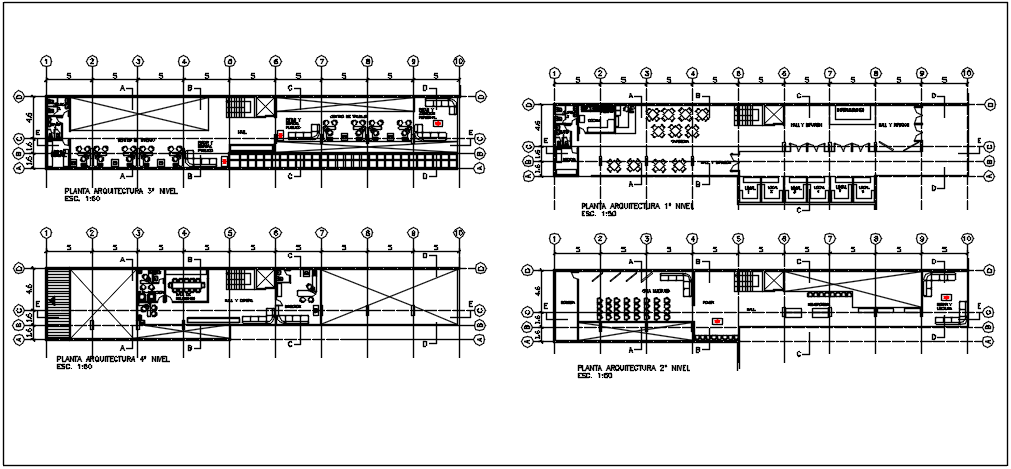 Center line plan in commercial plan and elevation plan detail dwg file