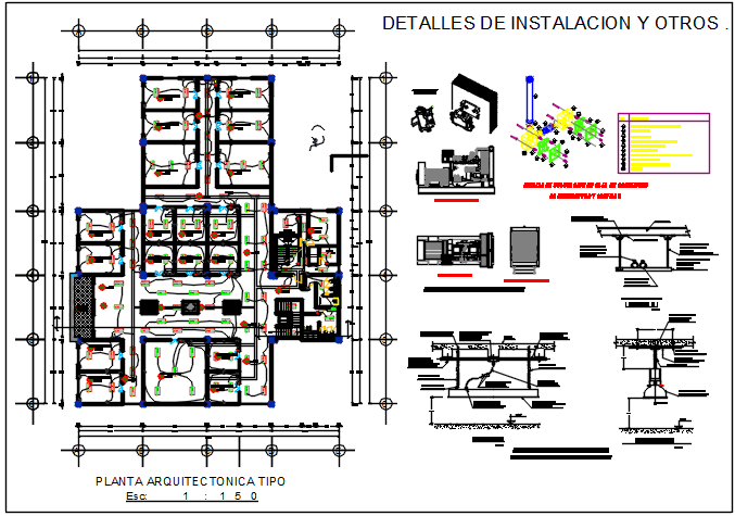 Center line plan in commercial plan detail dwg file
