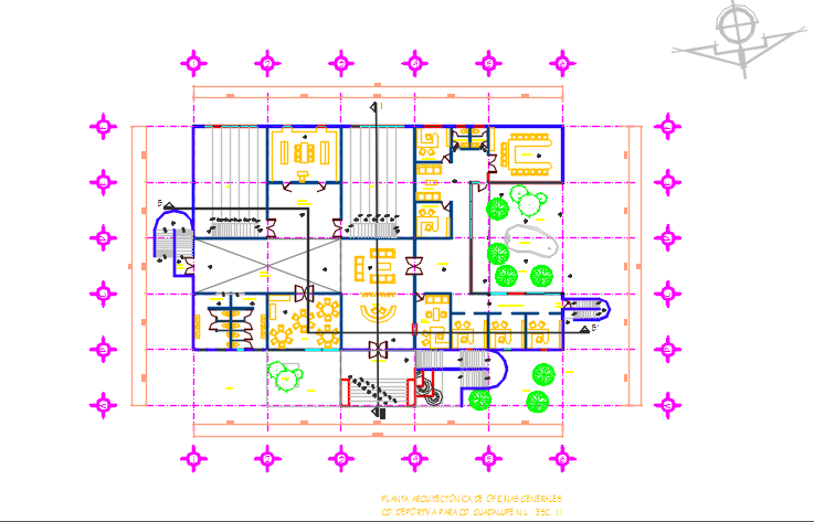 Center line plan in commercial plan detail dwg file