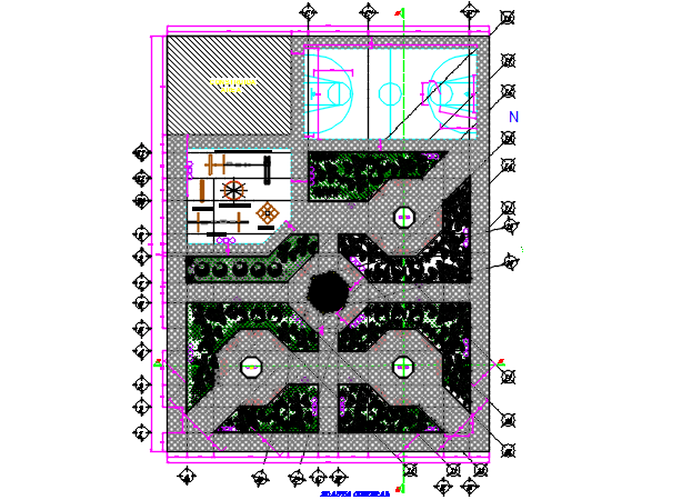 Center line plan in commercial plan detail dwg file