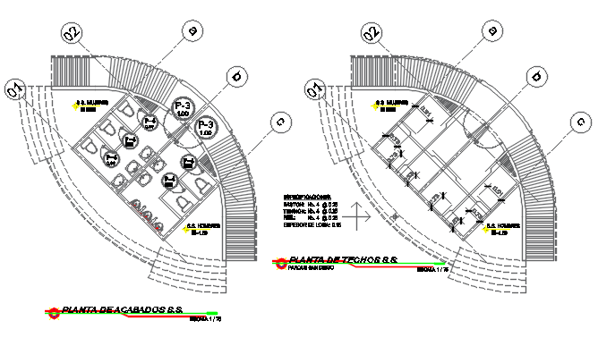 Center line plan in commercial plan detail dwg file