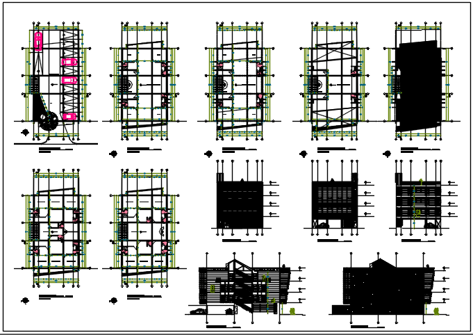 Center line plan in plan and elevation detail dwg file