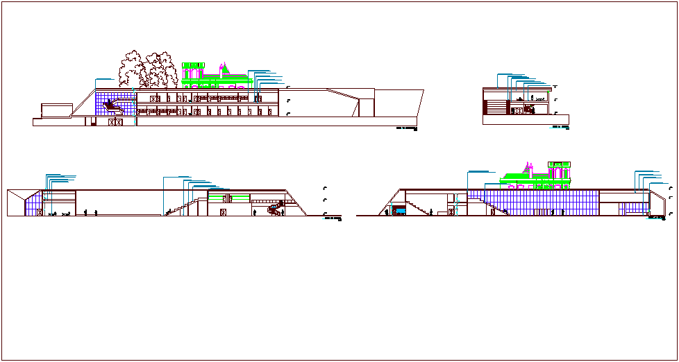 Detailed Axis Section DWG for Communal Building Design