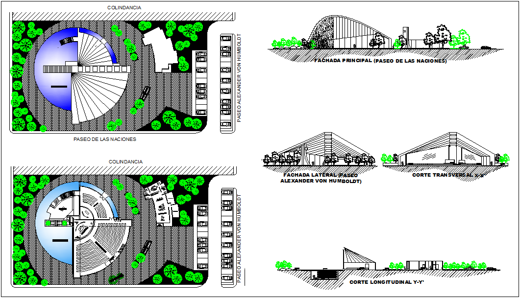 Central Paris town top view dwg file