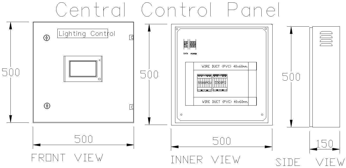 Central Control Panel Front view and Inner View Detail DWG AutoCAD file