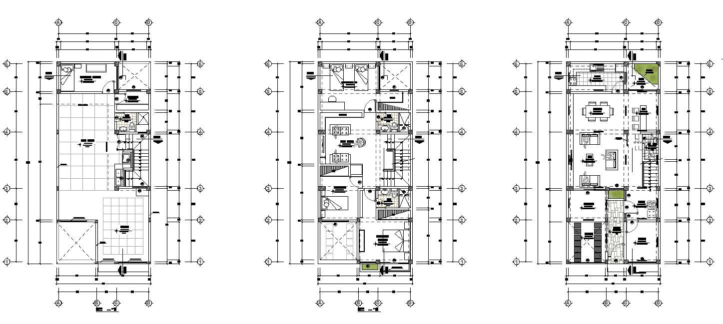 Centre line home plan detail dwg file