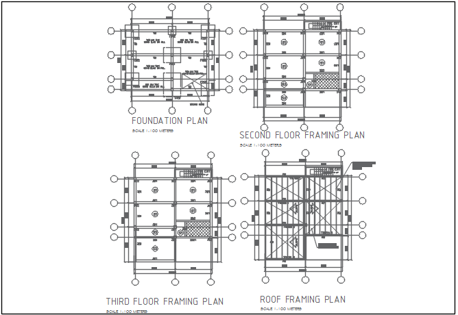 Centre line plan detail in foundation plan detail dwg file