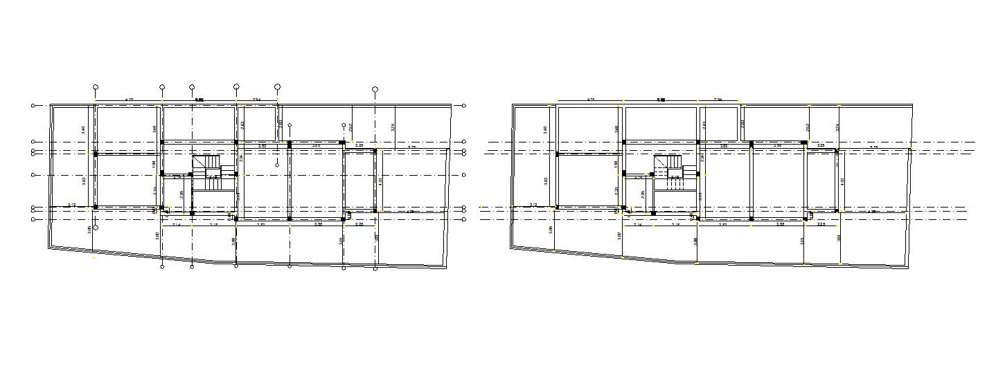 Centre line plan of a house in autocad