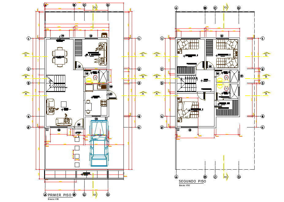 Centre line single family home plan layout file