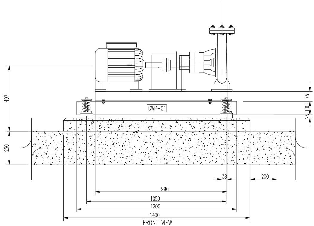 Centrifugal pump section detail drawing presented in this AutoCAD file. Download the Autocad file.