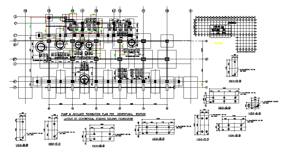 Centrifugal station pump & auxiliary foundation layout and details are given in this Autocad DWG drawing file. Download the 2D Autocad DWG drawing file.