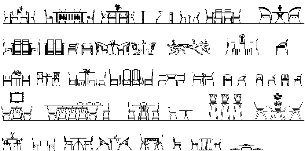 Chair and Table Detail DWG File for Furniture Designers