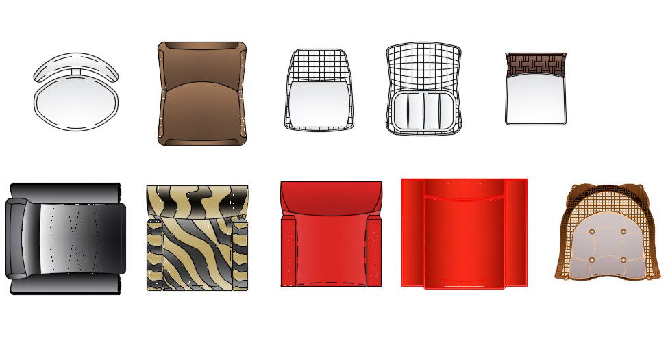 Top View Chair Design Blocks in AutoCAD DWG File Format