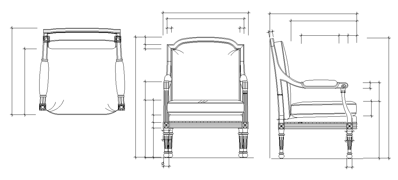 2D CAD Drawing of Chair Design for Furniture Projects