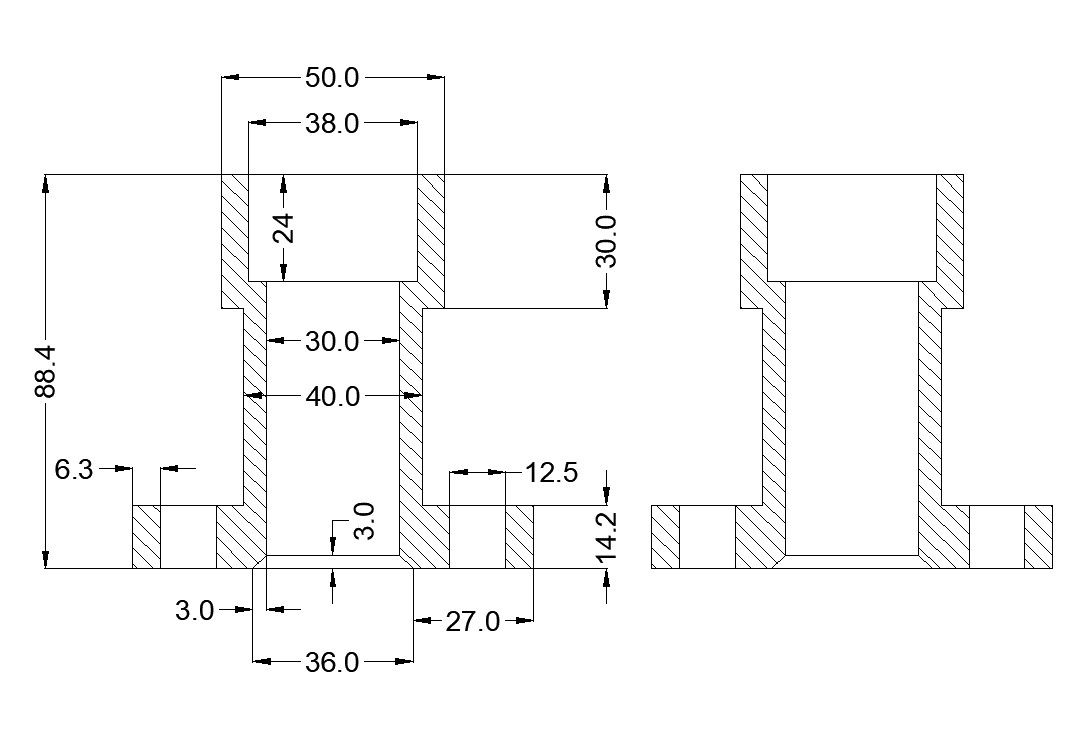 Chamber detail 2d view CAD structural block layout autocad file