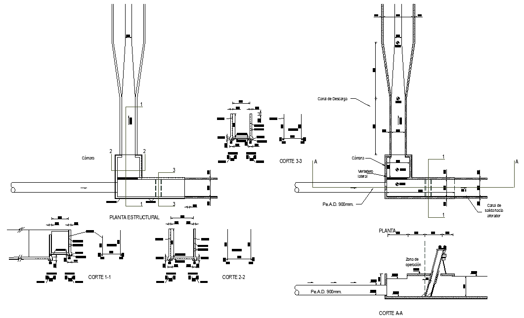 Chamber of bars plan and section dwg file