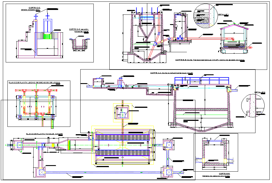 Chamber or drying sludge includes structure dwg file