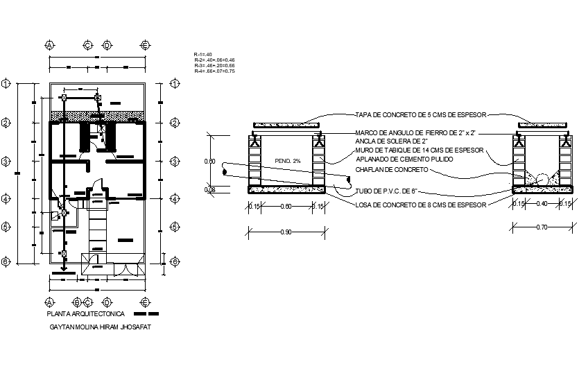 Chamber plan and section detail dwg file
