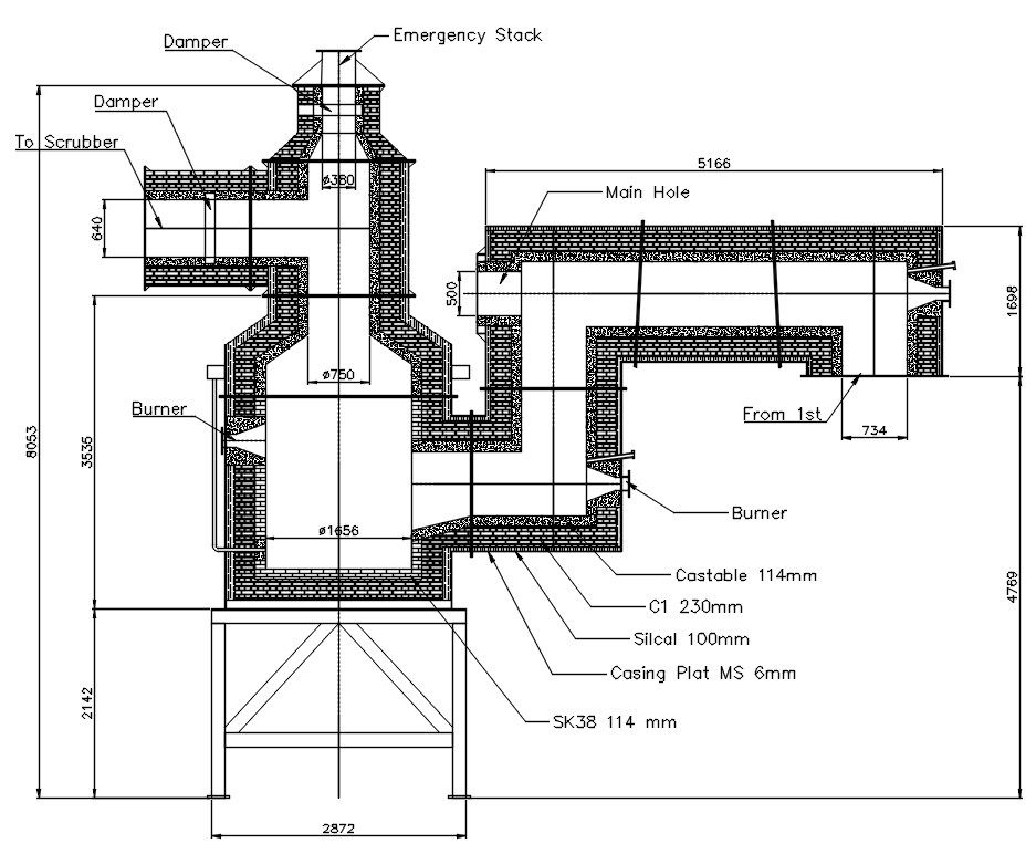 Chamber structure design with details in AutoCAD 2D drawing, CAD file, dwg file