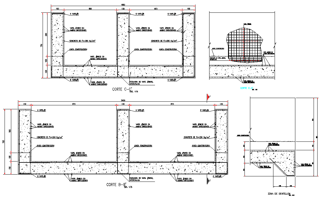 Channel slabs plan and section autocad file