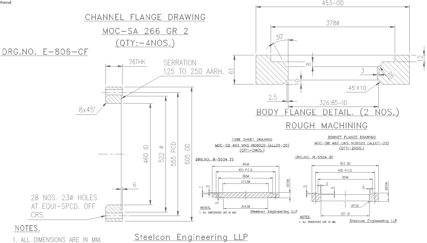 Channel Flange and Body Flange Plan Details AutoCAD DWG