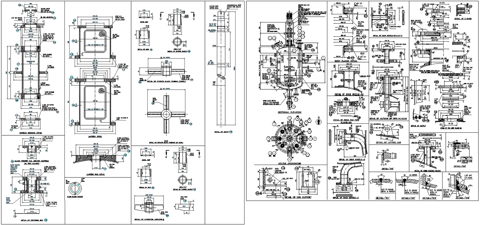 Chemical Reactor Plan Elevation Section DWG Drawing