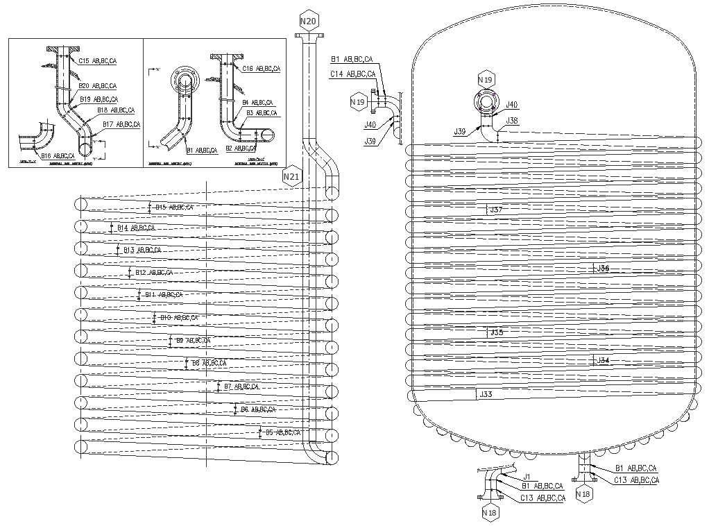 Chemical reactor section detail DWG AutoCAD drawing
