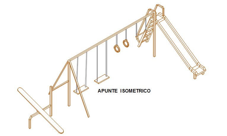 Child Swing AutoCAD Drawing with Elevation and Section Views