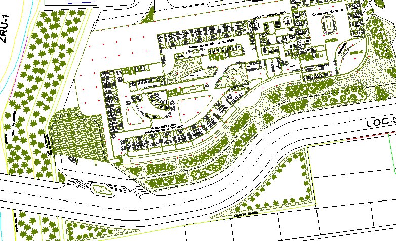 Children hospital landscaping and structure details dwg file