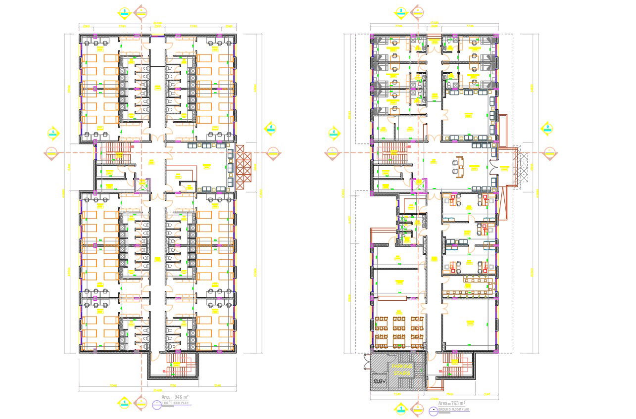 Children hostel architecture drawings and detail autocad files