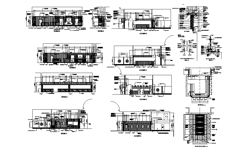 Chili Kitchen Building Sectional Elevation Design DWG File
