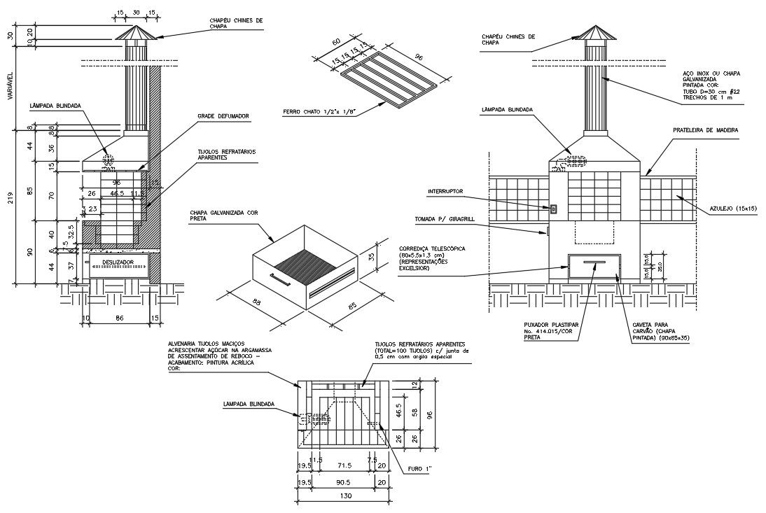 Chimney Section with foundation CAD Block For Drawing