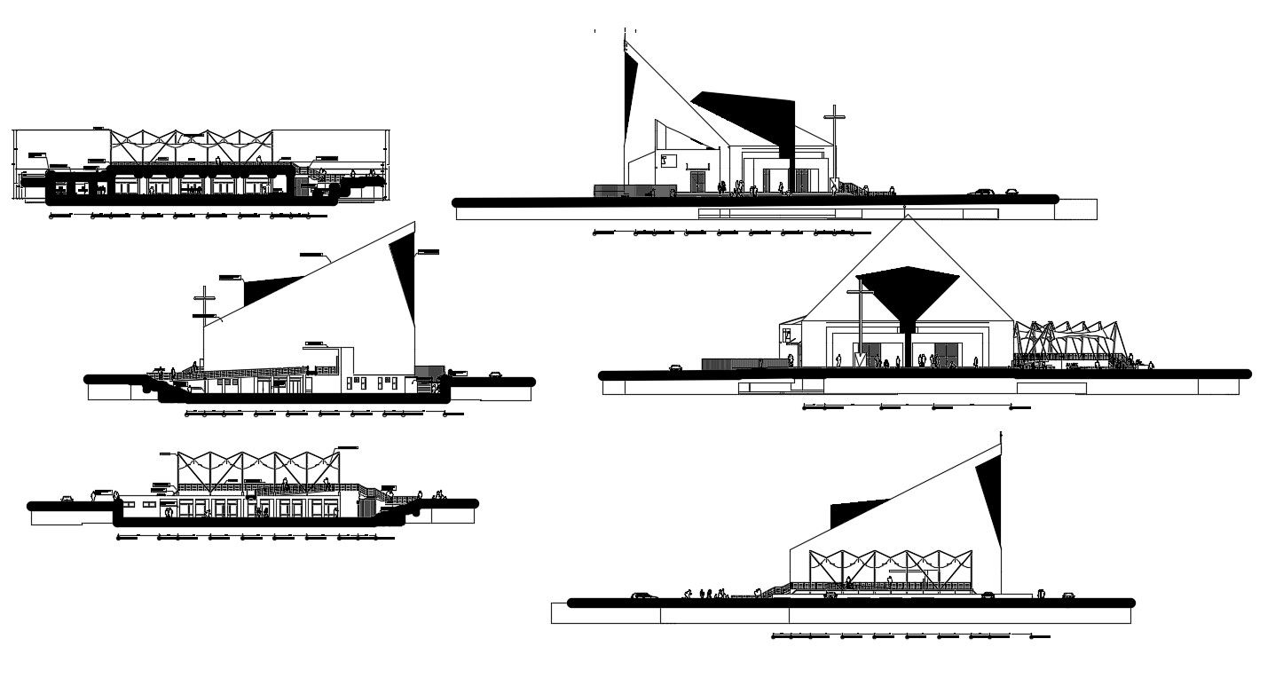 Church Building Section And Elevation Drawing