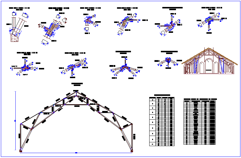 Church design with wooden furniture detail and joint dwg file
