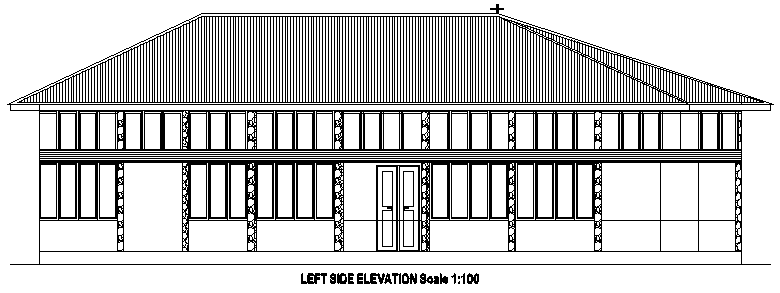 Church Building Lest Side Elevation Design Download DWG File