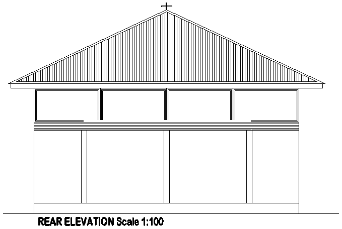 Church Building Rear Elevation Design Download DWG File