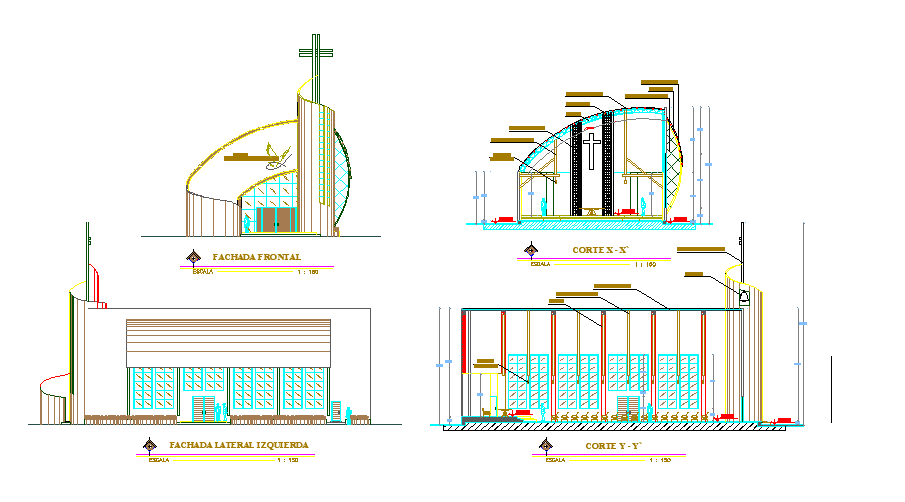 Church Building’s All Side Elevations.
