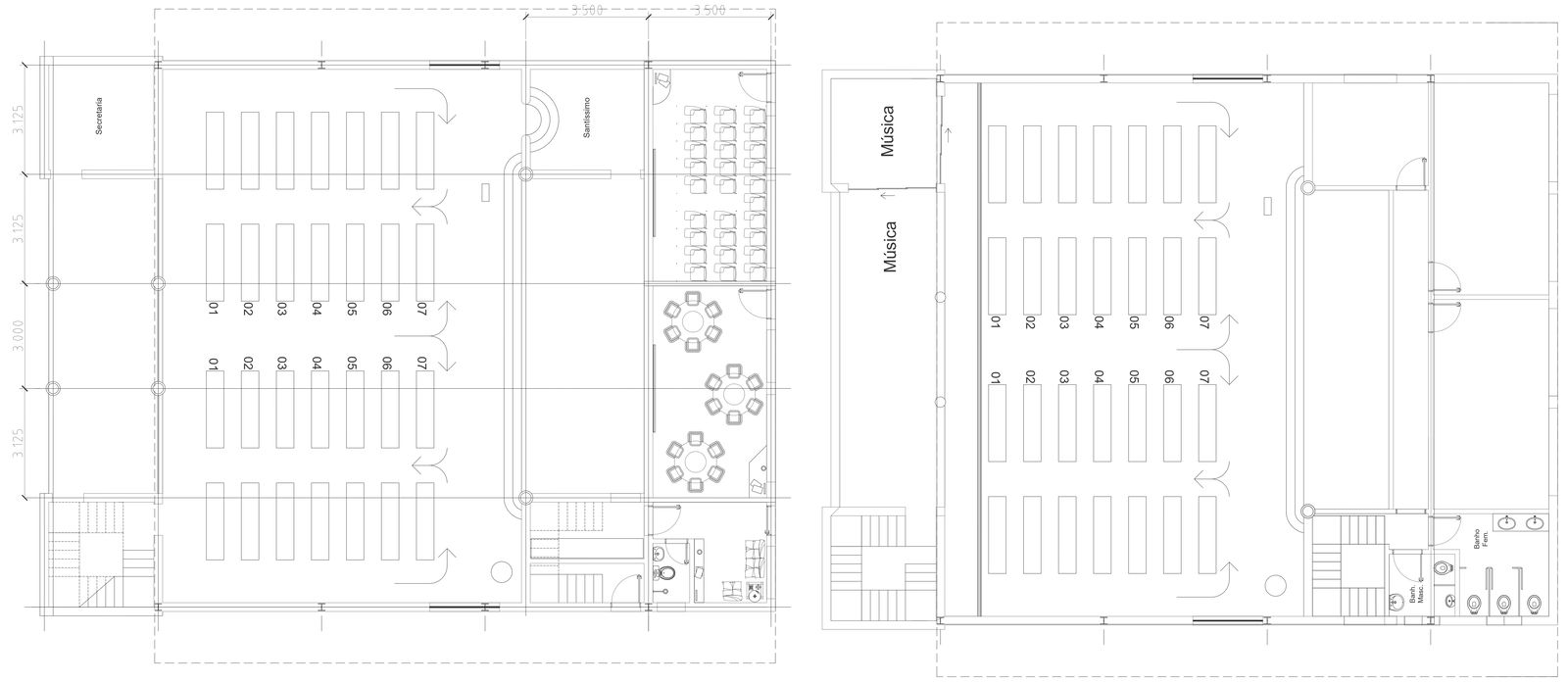 Church design with furniture layout DWG AutoCAD drawing